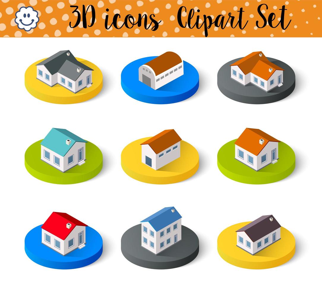Isometric vector 3D icon city buildings for web concept