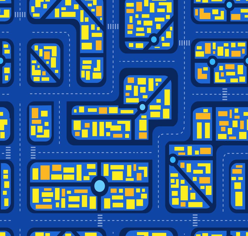 la noche, neón, mapa púrpura de la ciudad es una perfecta vector