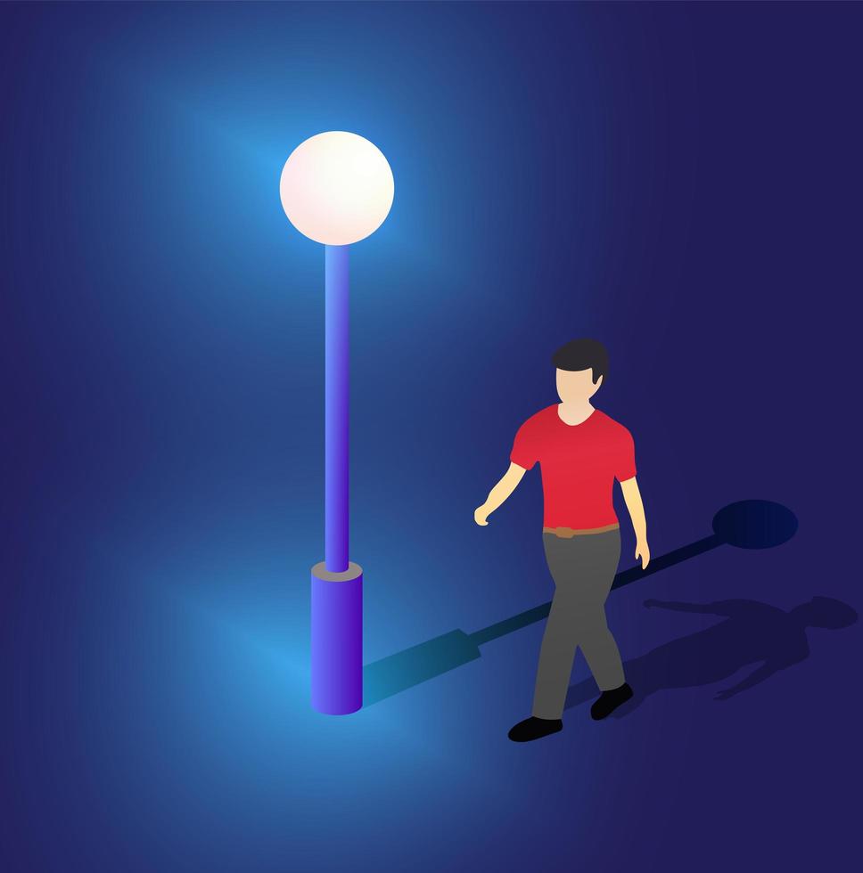 lámpara de calle de neón ultravioleta ilustración isométrica 3d vector