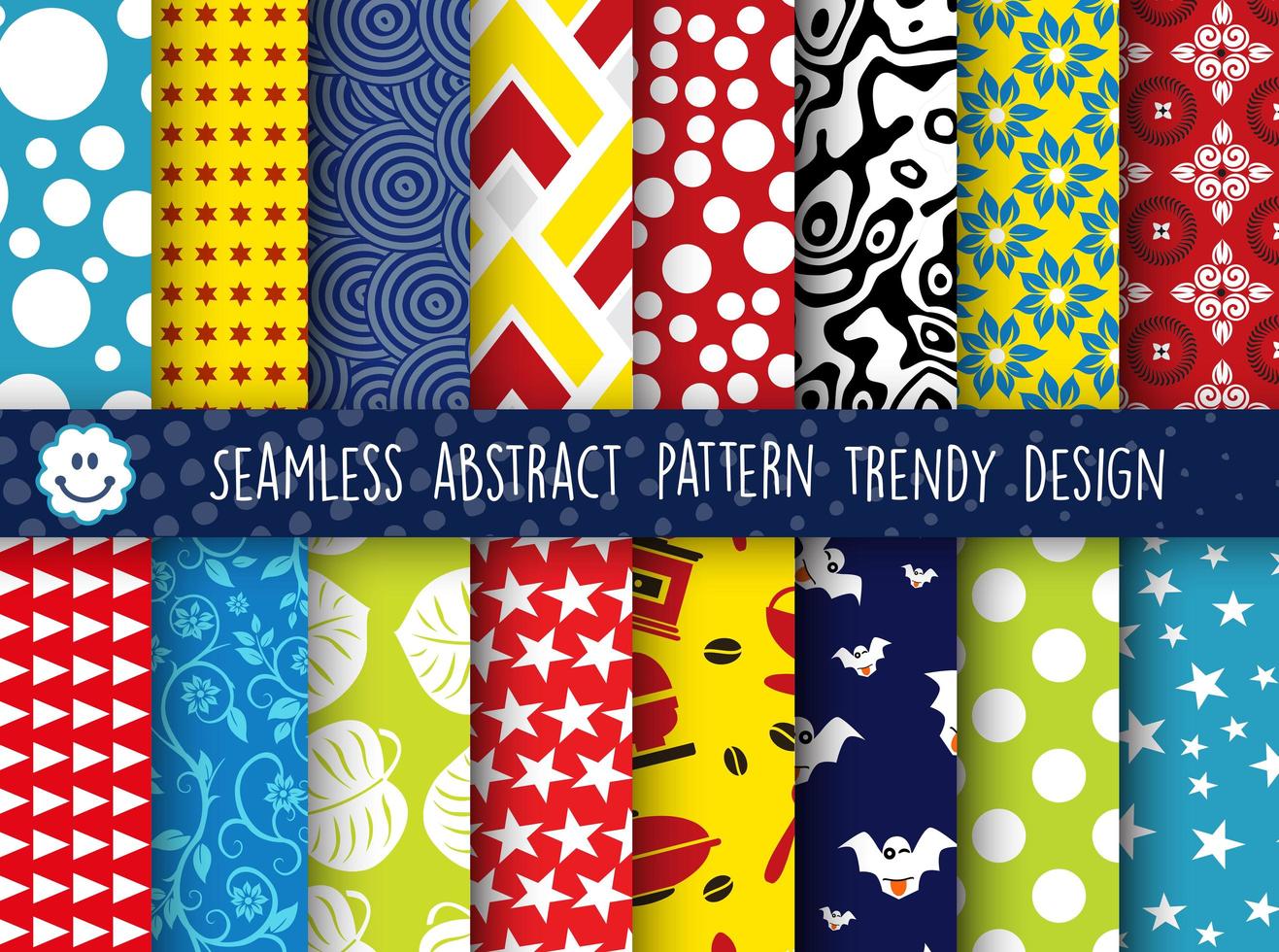 Set Colorful pattern collection of abstract seamless vector