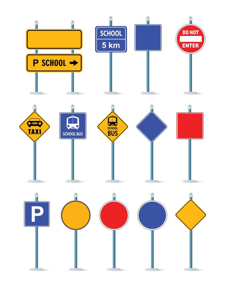 The road street traffic signs set, crossroad vector