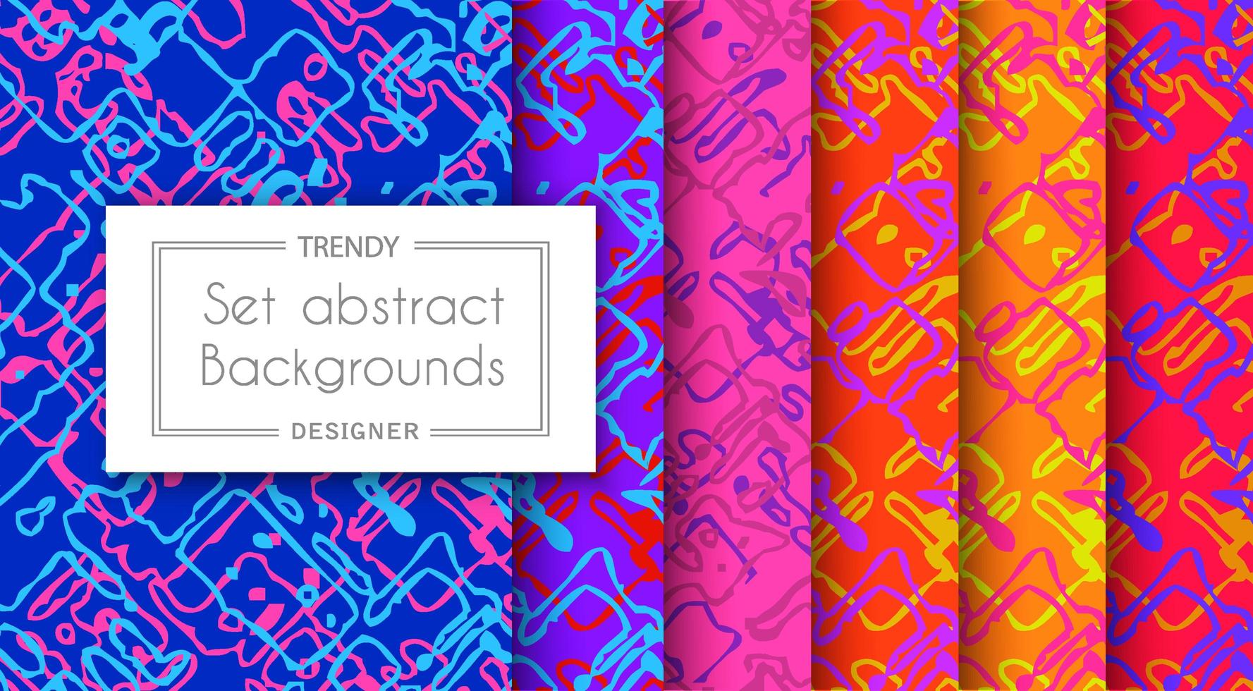 A set of trending patterns of purple ultraviolet style backgrounds vector