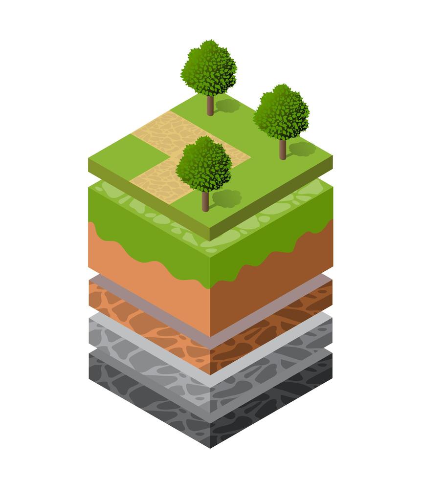 Soil layers geological and underground beneath nature landscape vector