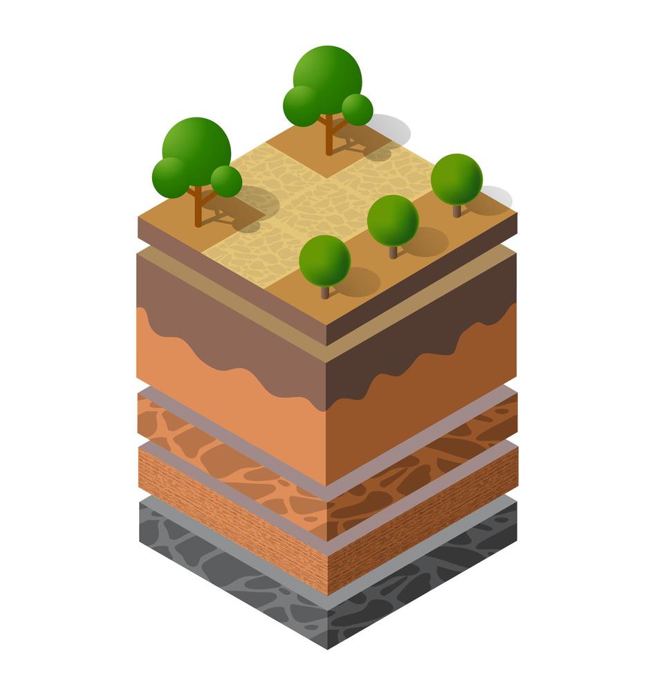 Soil layers geological and underground beneath nature landscape vector