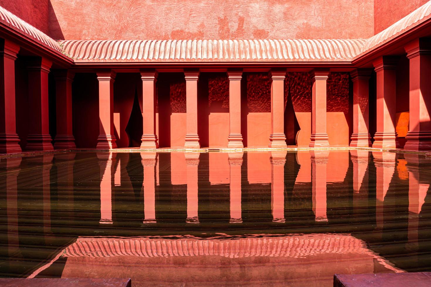 Beautiful architecture in Morocco style with fountain basin photo