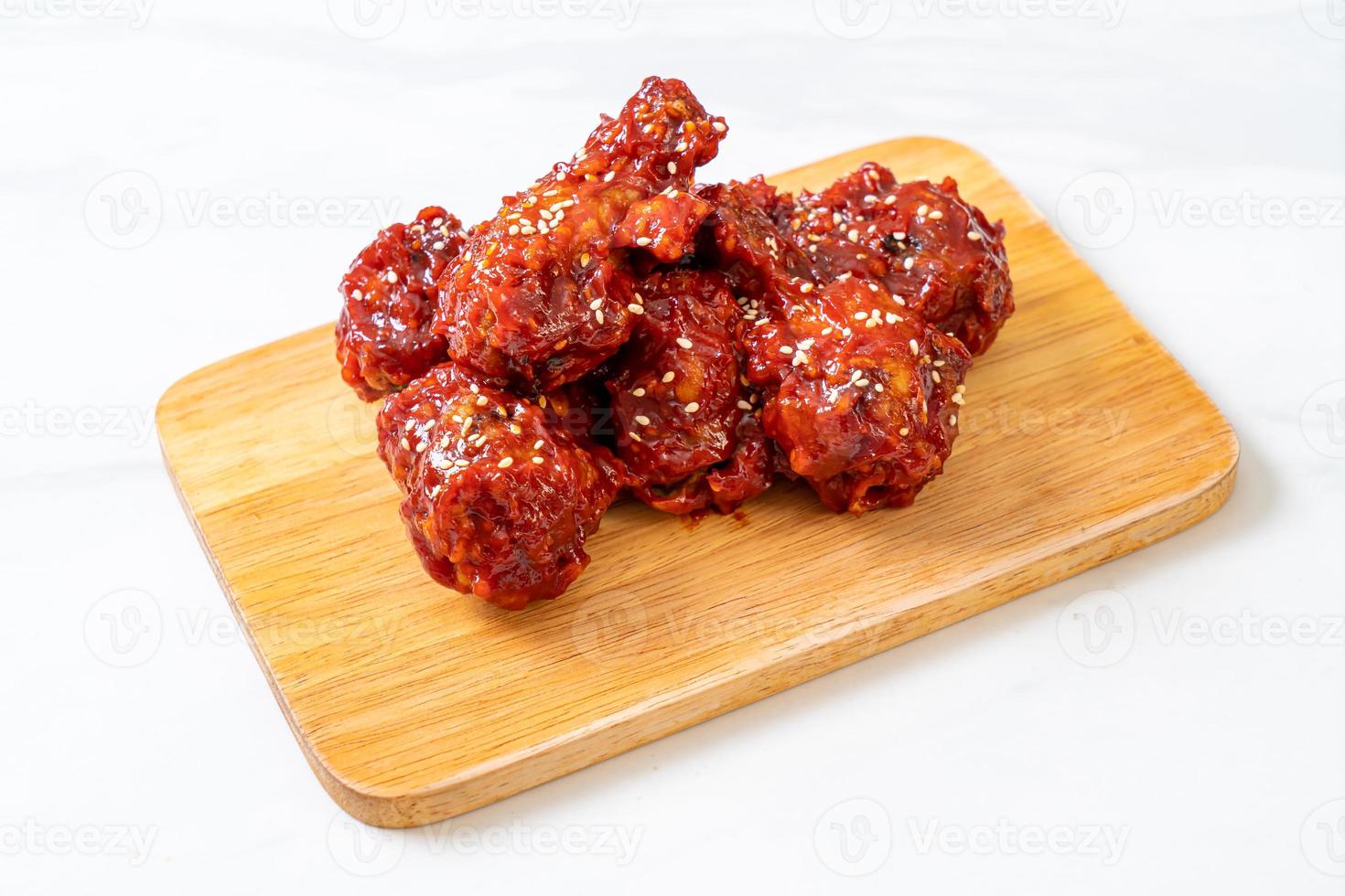Fried chicken with spicy sauce in Korean style photo