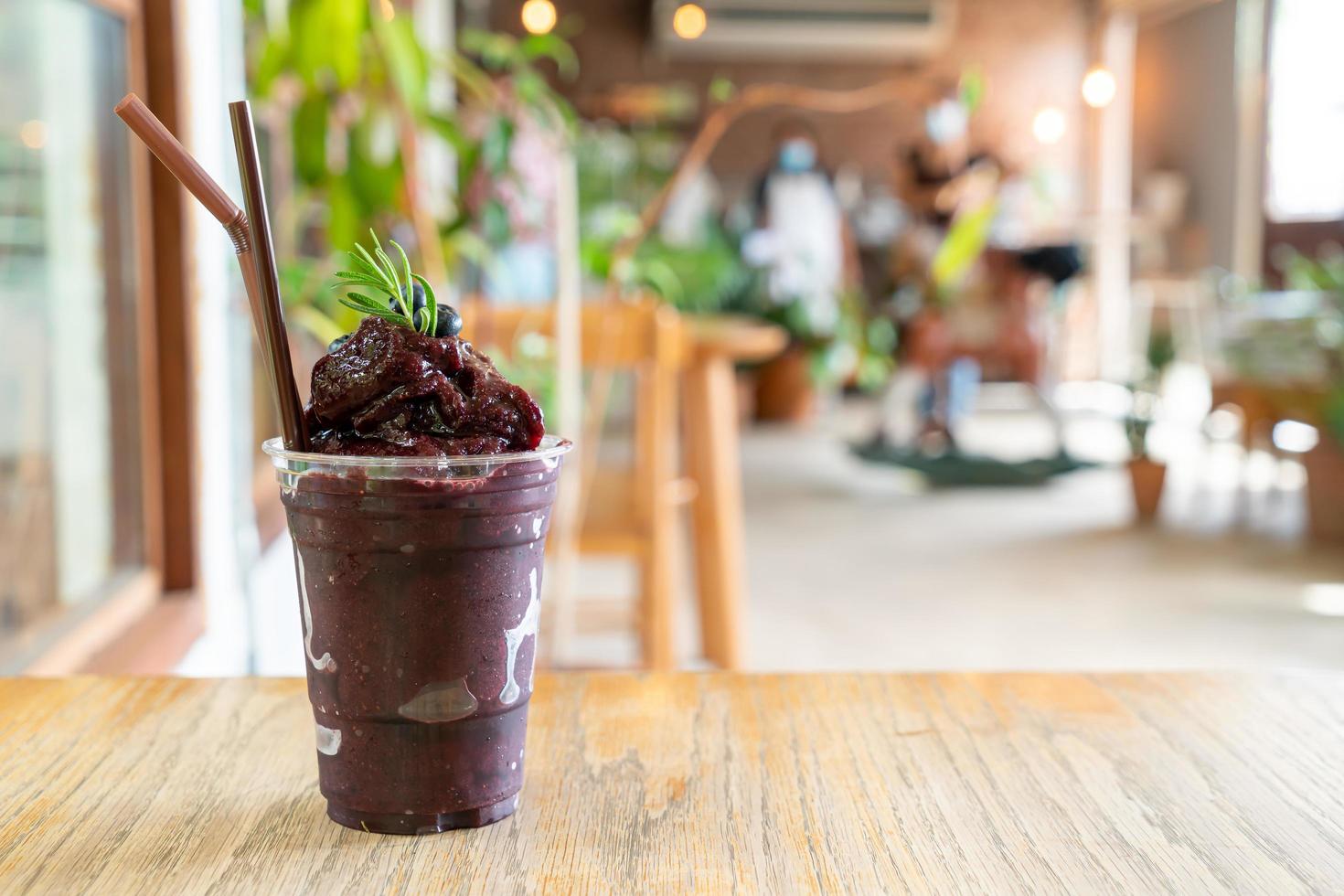 Mixed berries blend glass in cafe and restaurant photo