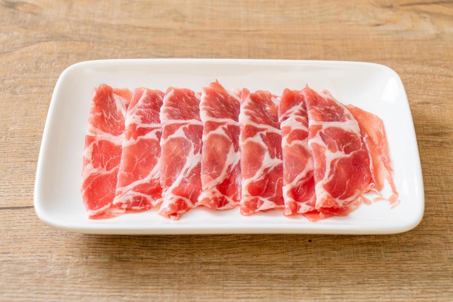 Fresh sliced collar pork raw photo