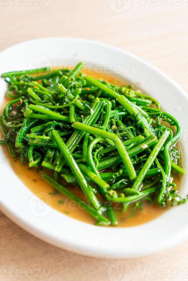Stir-fried vegatable fern with oyster sauce - Asian food style photo