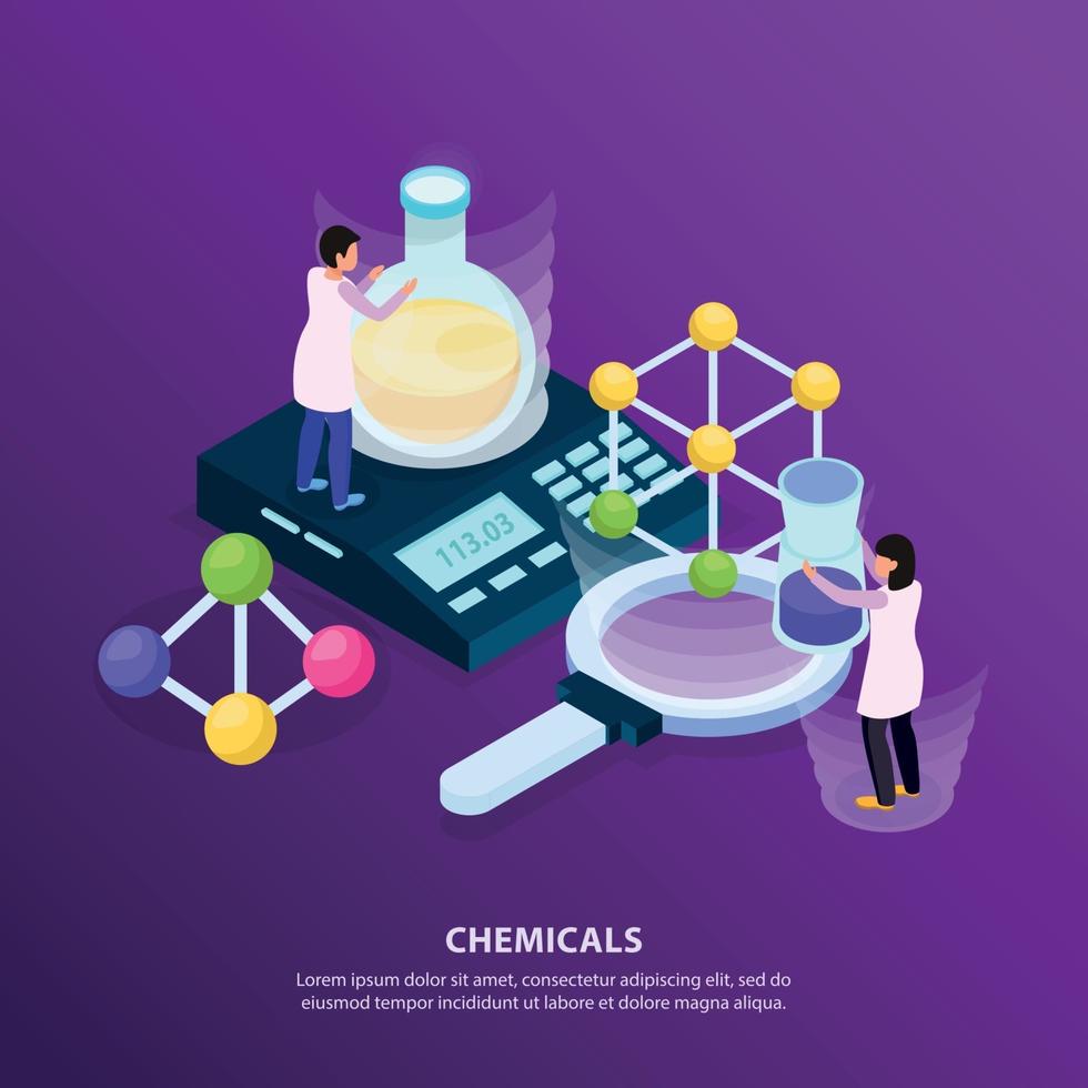 Isometric Chemicals Research Background Vector Illustration