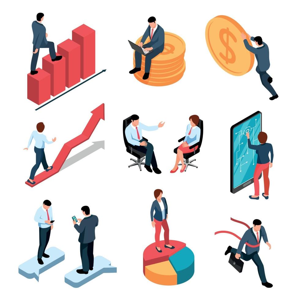 Businesspeople Isometric Set Vector Illustration