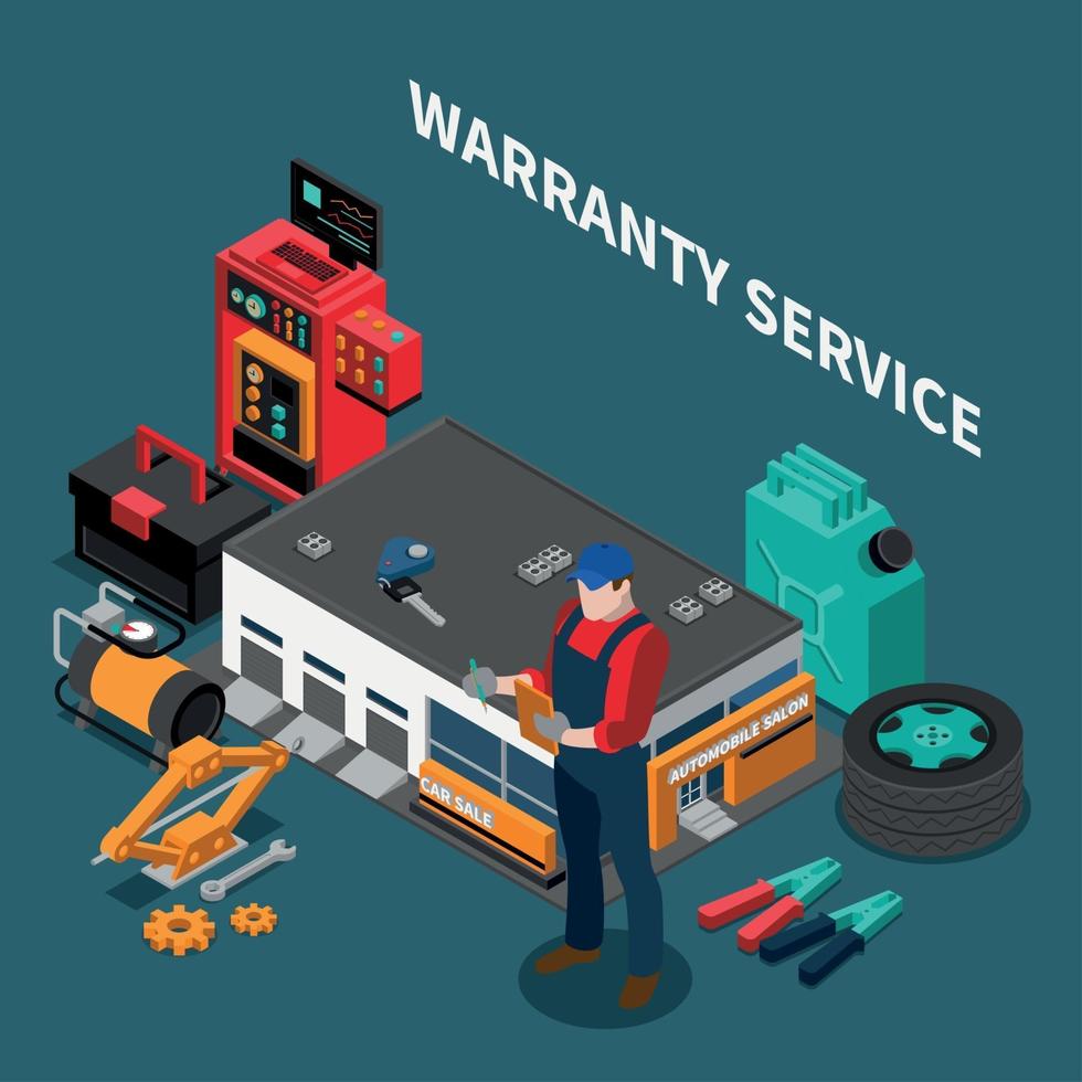 Warranty Repair Serviceman Composition Vector Illustration