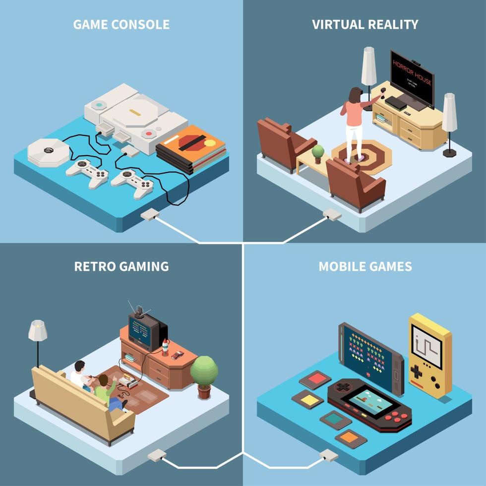 Isometric Gaming Design Concept Vector Illustration