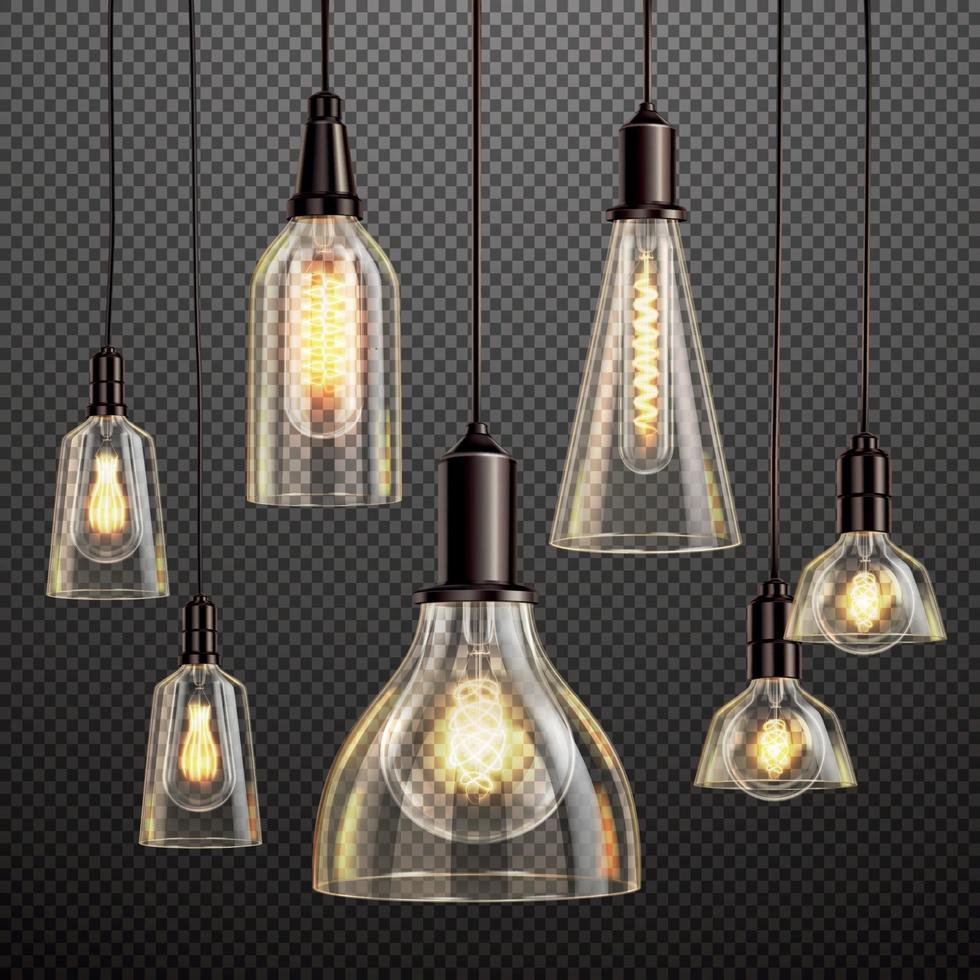 Vintage Light Bulbs Set Vector Illustration