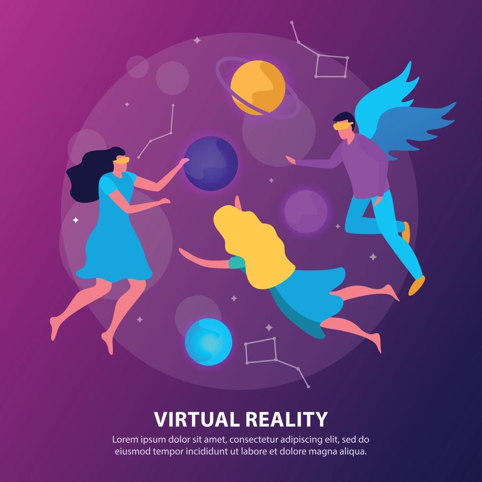 Virtual Reality Flat Background Vector Illustration