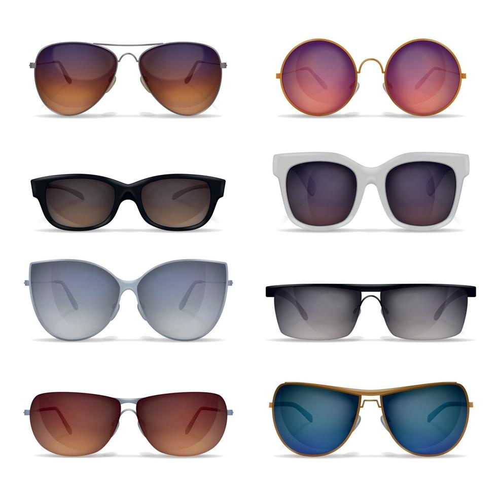 Realistic Sunglasses Models Set Vector Illustration