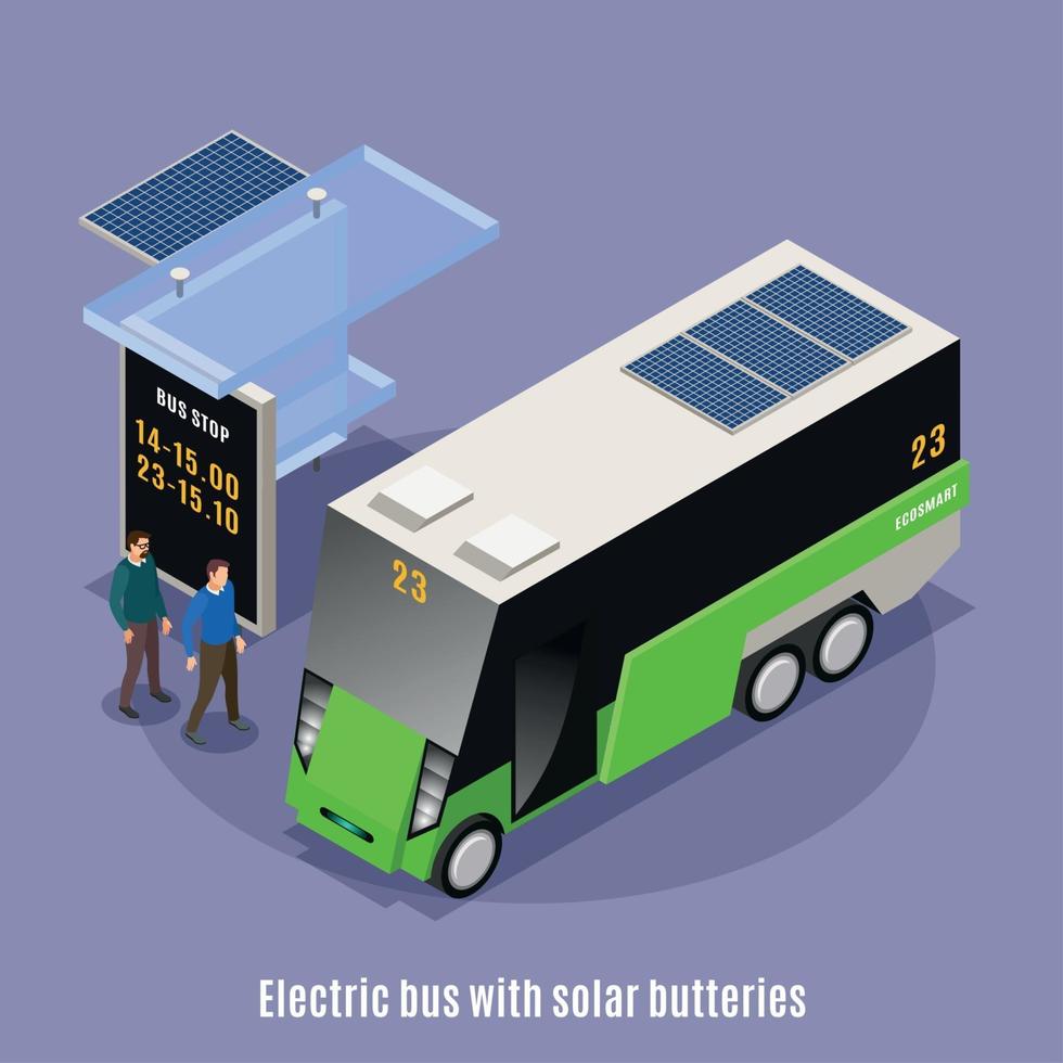 Electric Bus Stop Background Vector Illustration