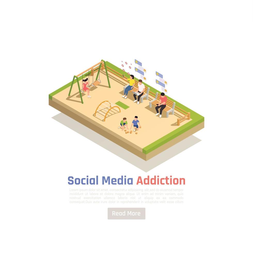 Parents Social Addiction Background Vector Illustration