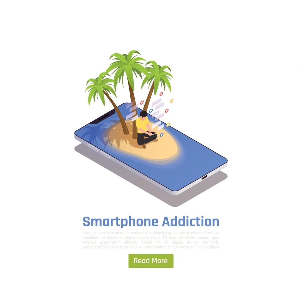 Smartphone Oasis Addiction Background Vector Illustration