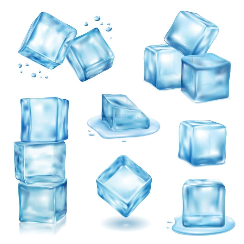 Ilustración de vector de conjunto de cubitos de hielo