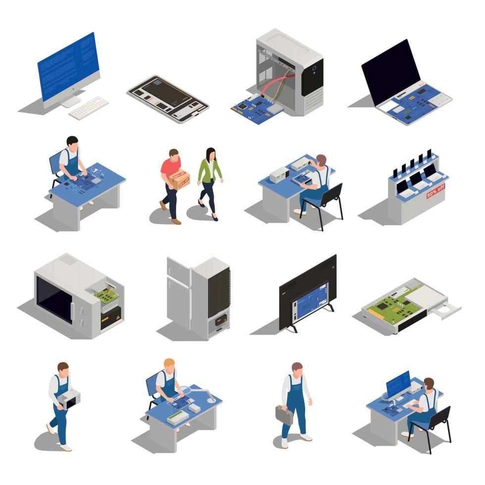 Warranty Service Isometric Icons Vector Illustration