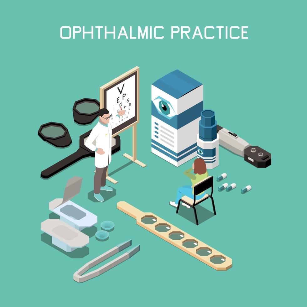 Ophthalmology Isometric Composition Vector Illustration