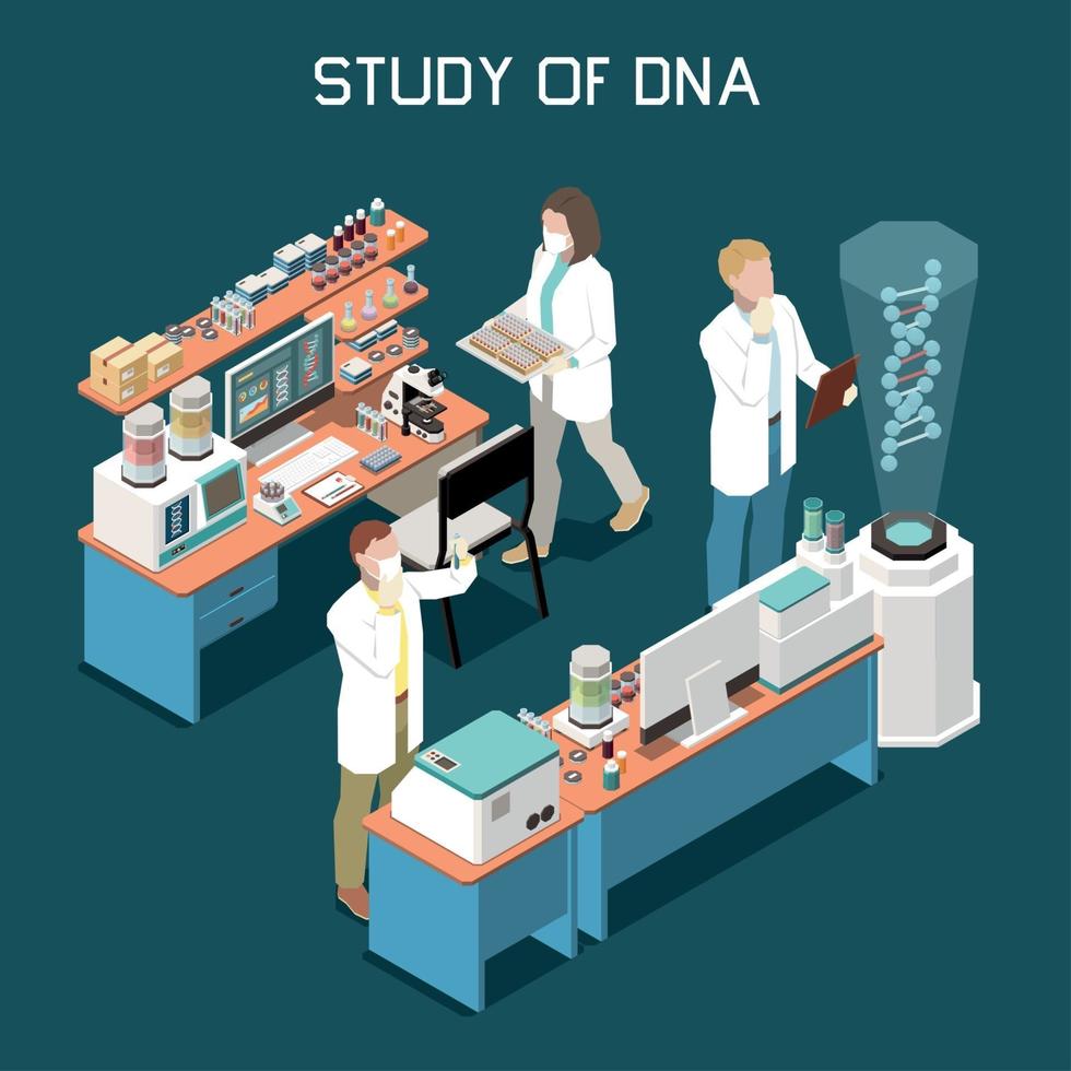 Genetics Isometric Illustration Vector Illustration