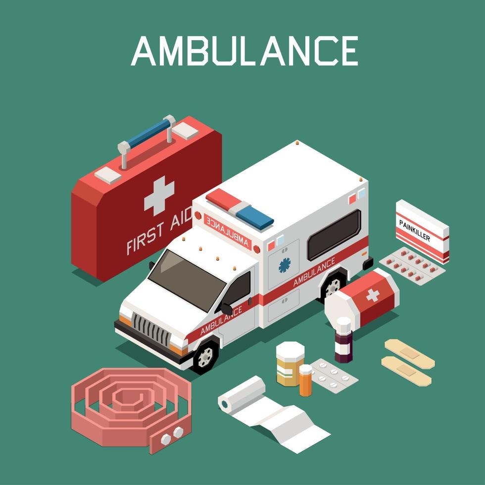 First Aid Isometric Illustration Vector Illustration