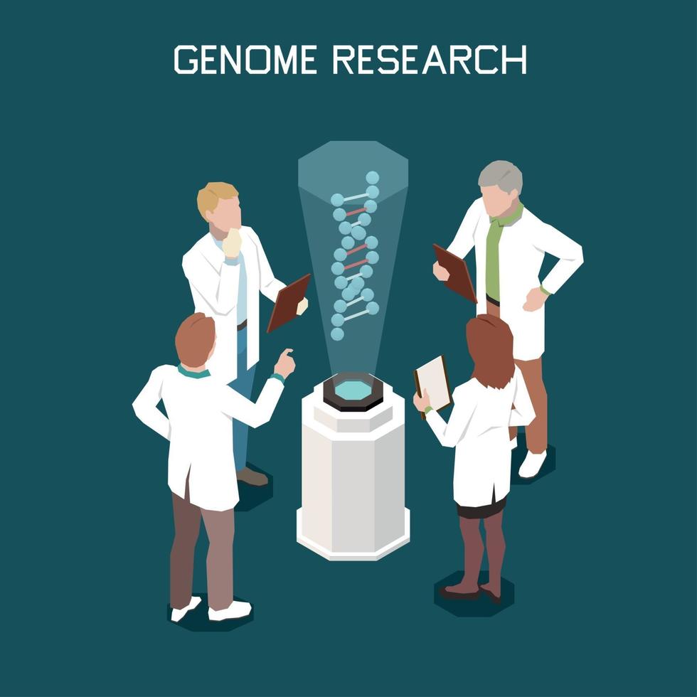 Genetics Isometric Concept Vector Illustration