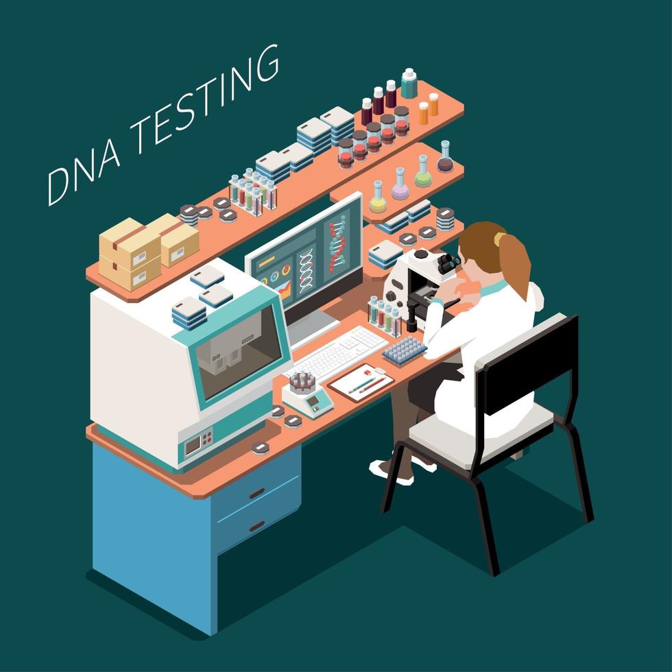 Genetics Isometric Illustration Vector Illustration