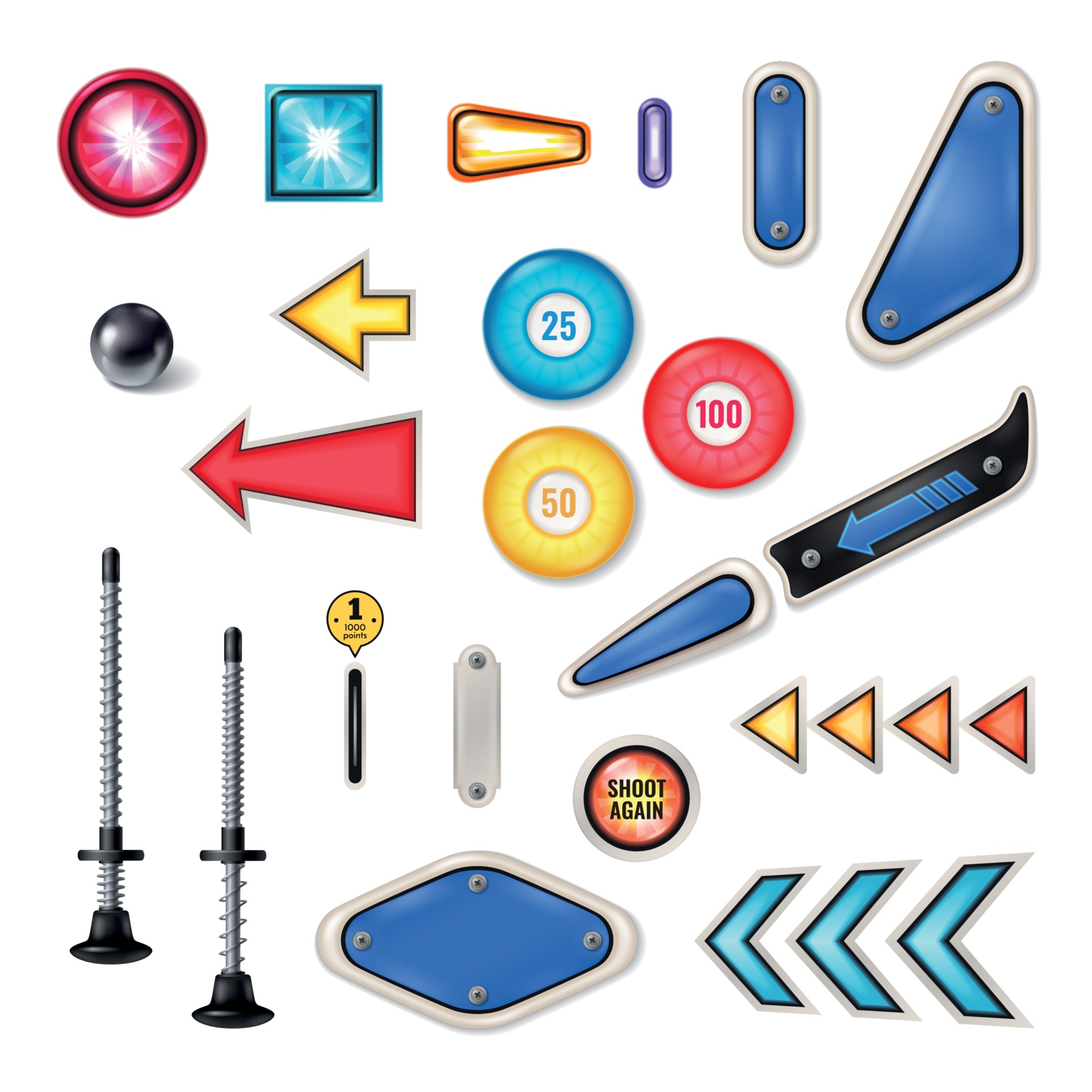 Pinball Realistic Elements Set Vector Illustration 2950963 Vector Art