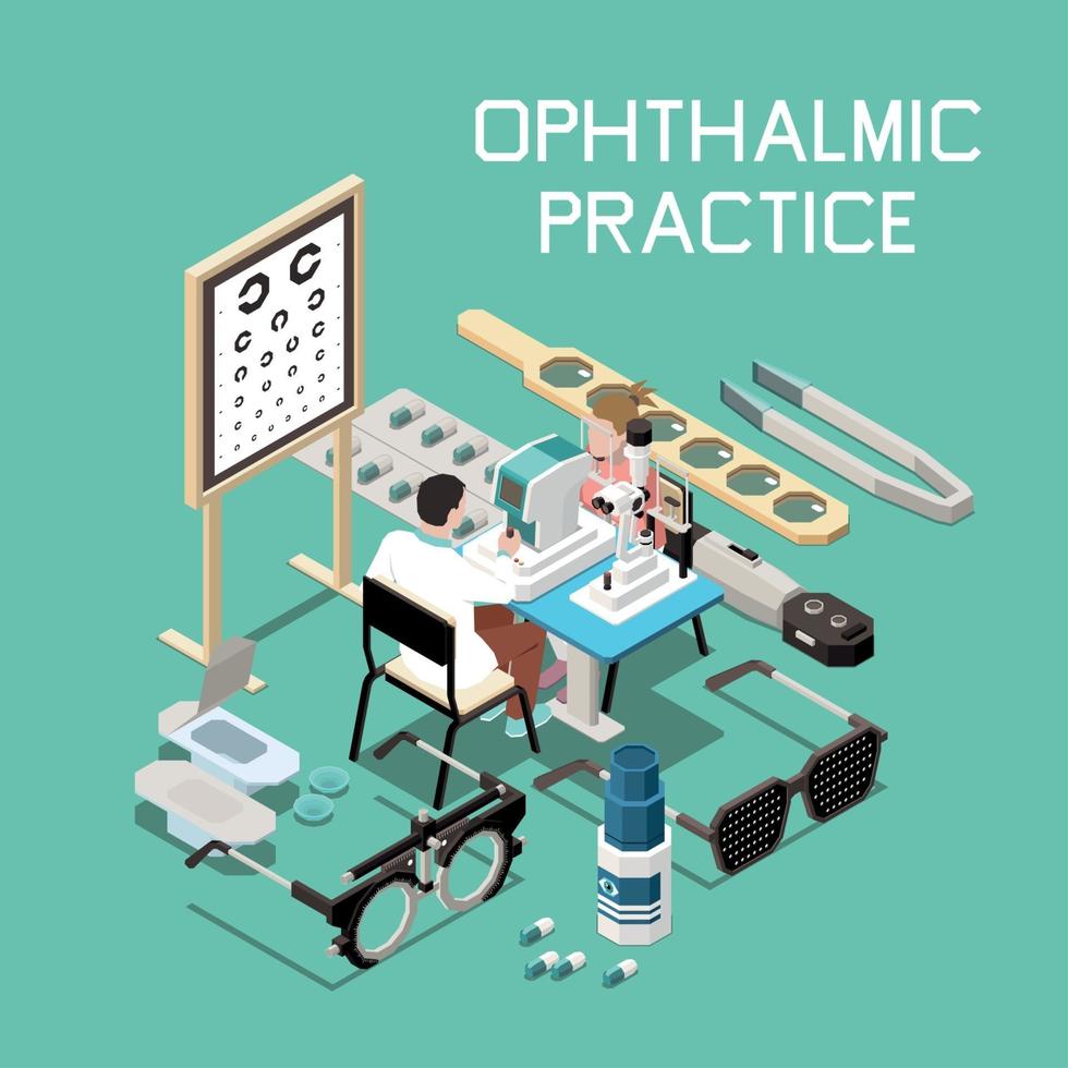 Ophthalmology Isometric Composition Vector Illustration