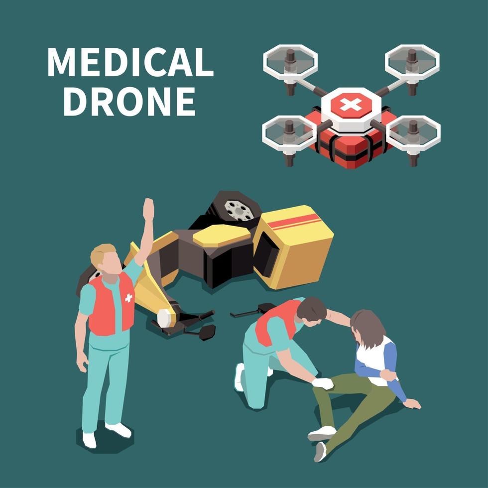 First Aid Isometric Compositon Vector Illustration