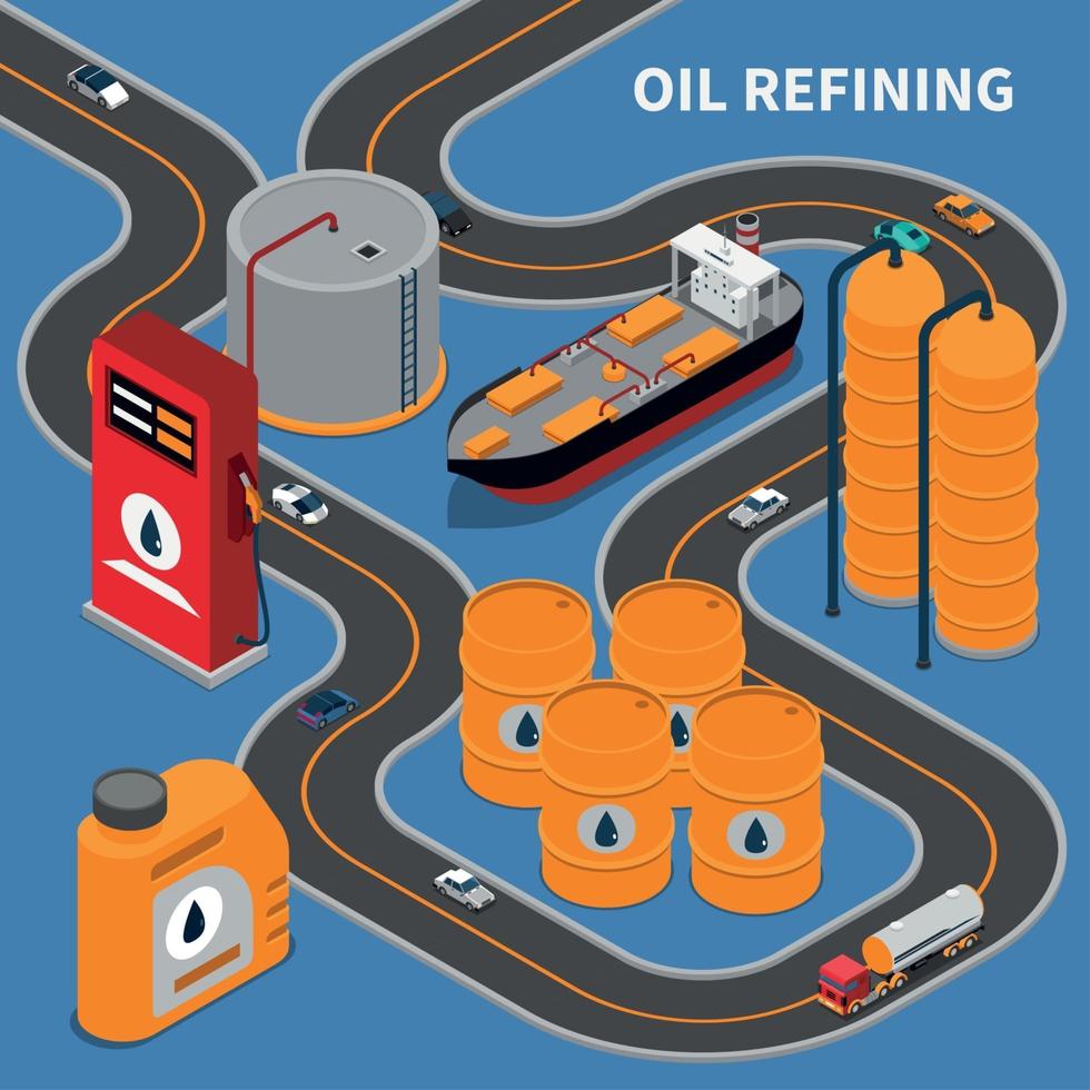 Oil Gas Industry Isometric Composition Vector Illustration