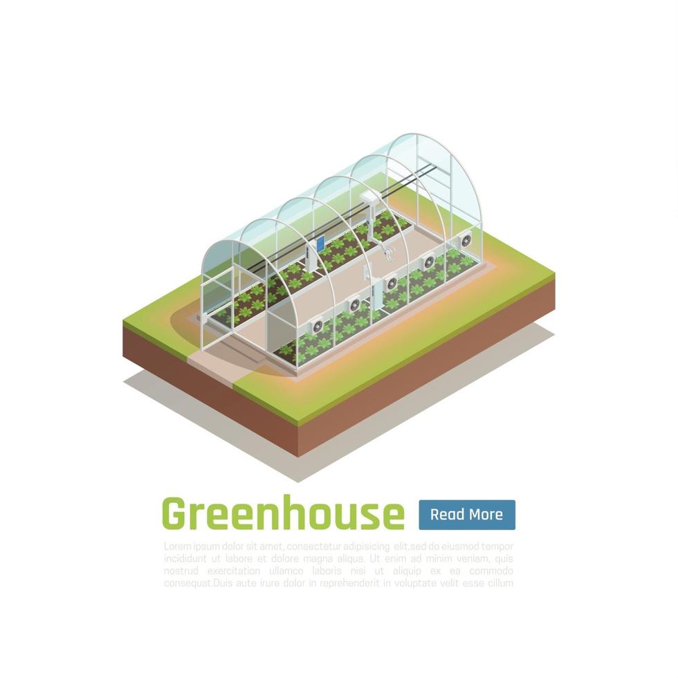 Modern Greenhouse Technology Isometric View Vector Illustration