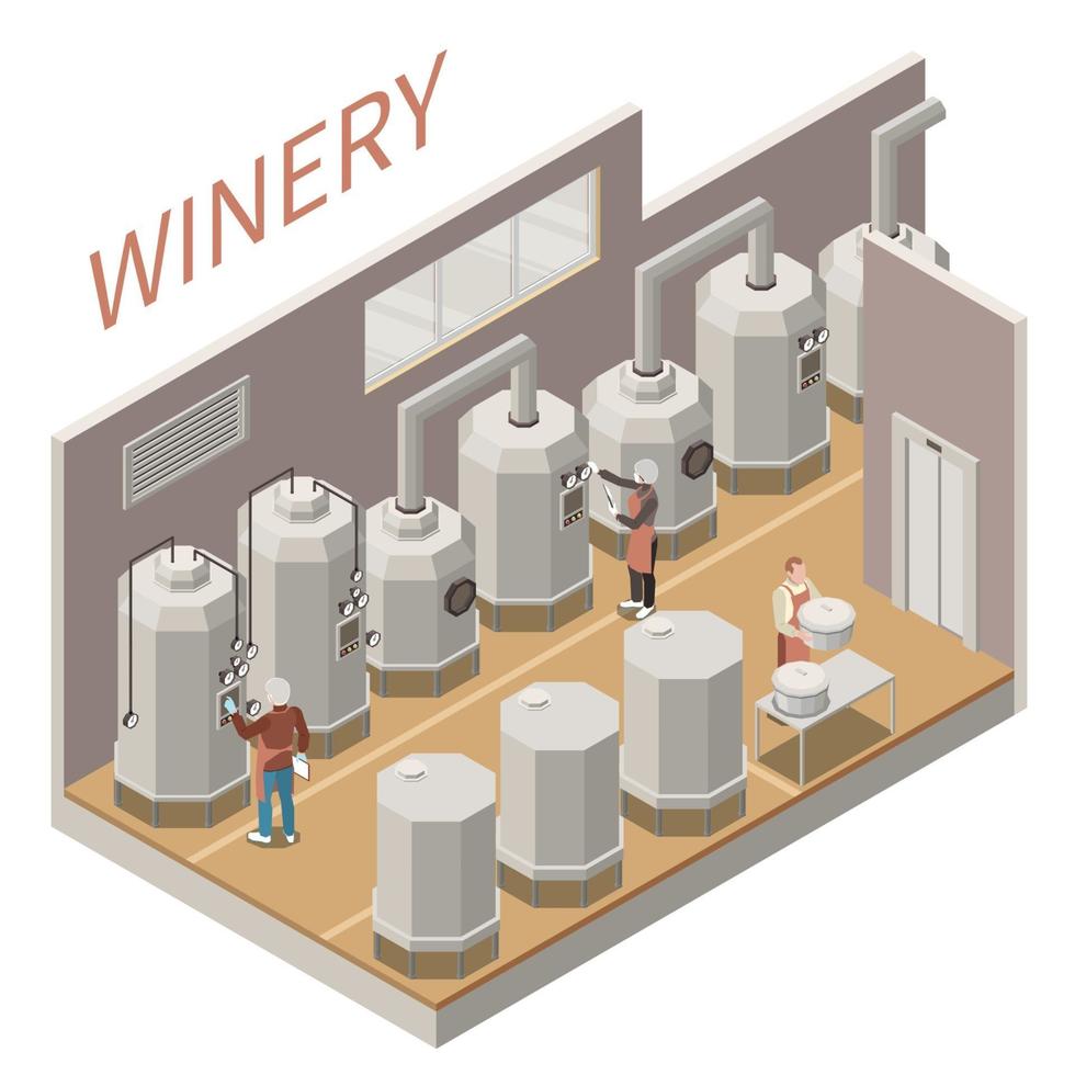 Wine Production Isometric Composition Vector Illustration