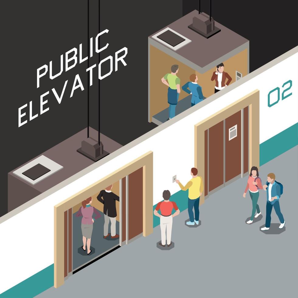 Elevator Isometric Composition Vector Illustration