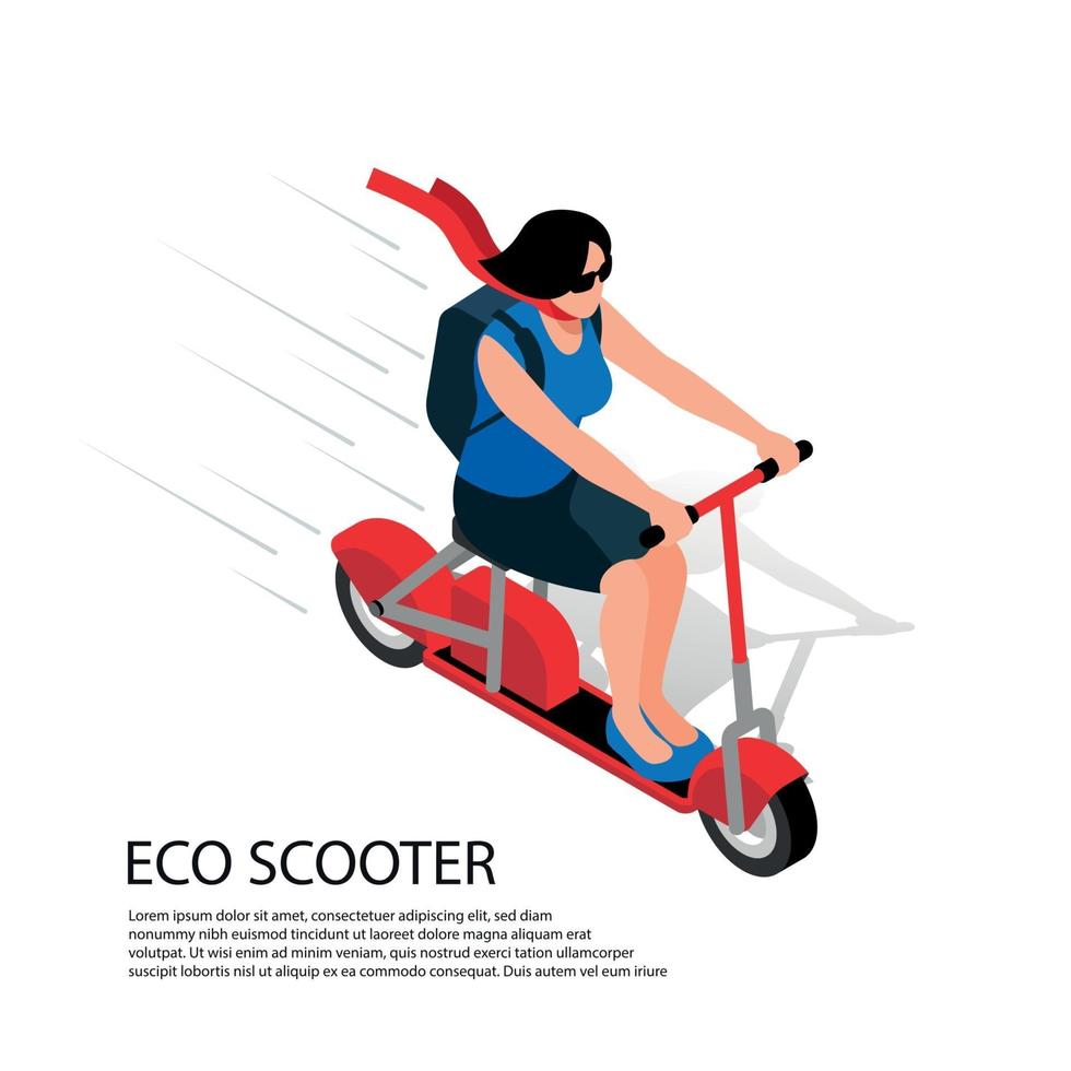 Eco Scooter Isometric Illustration Vector Illustration