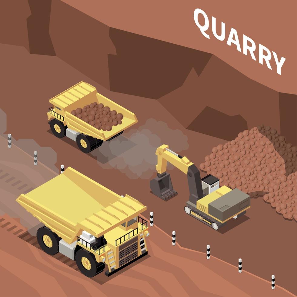 Mining Machinery Isometric Illustration Vector Illustration