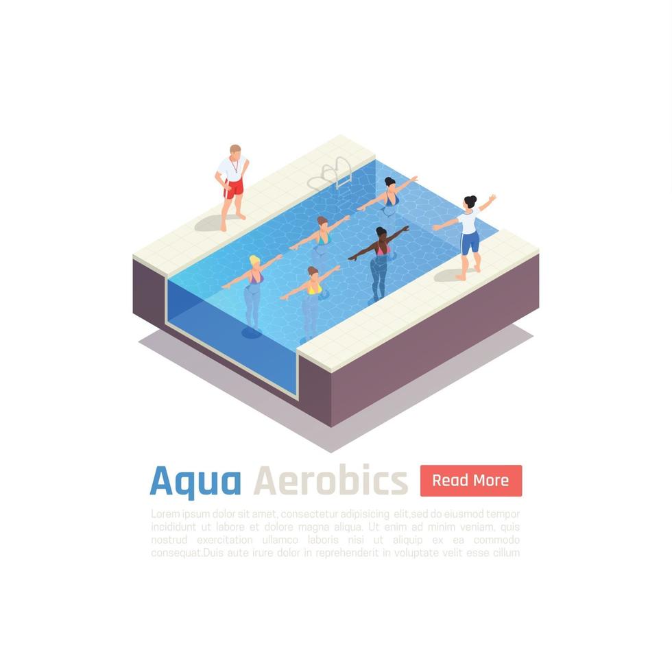 Aqua Aerobics Isometric Composition Vector Illustration