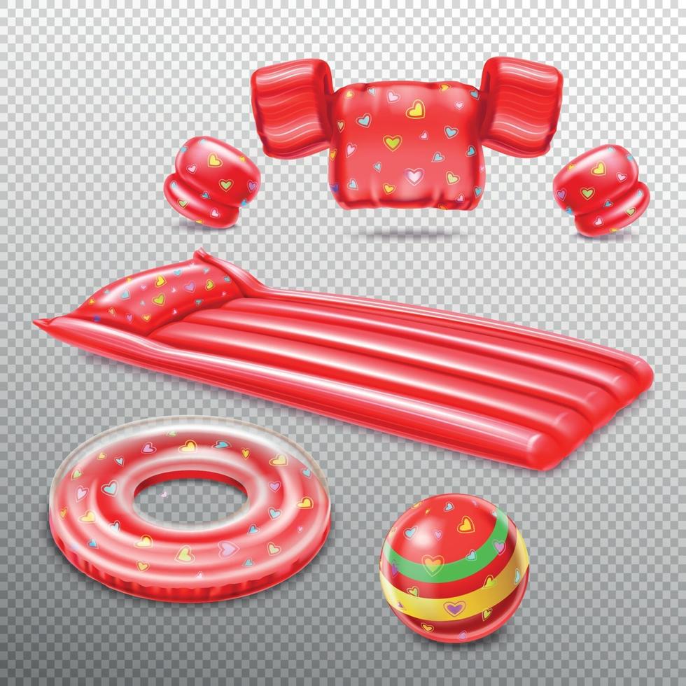 inflatable Swimming Red Accessories Vector Illustration