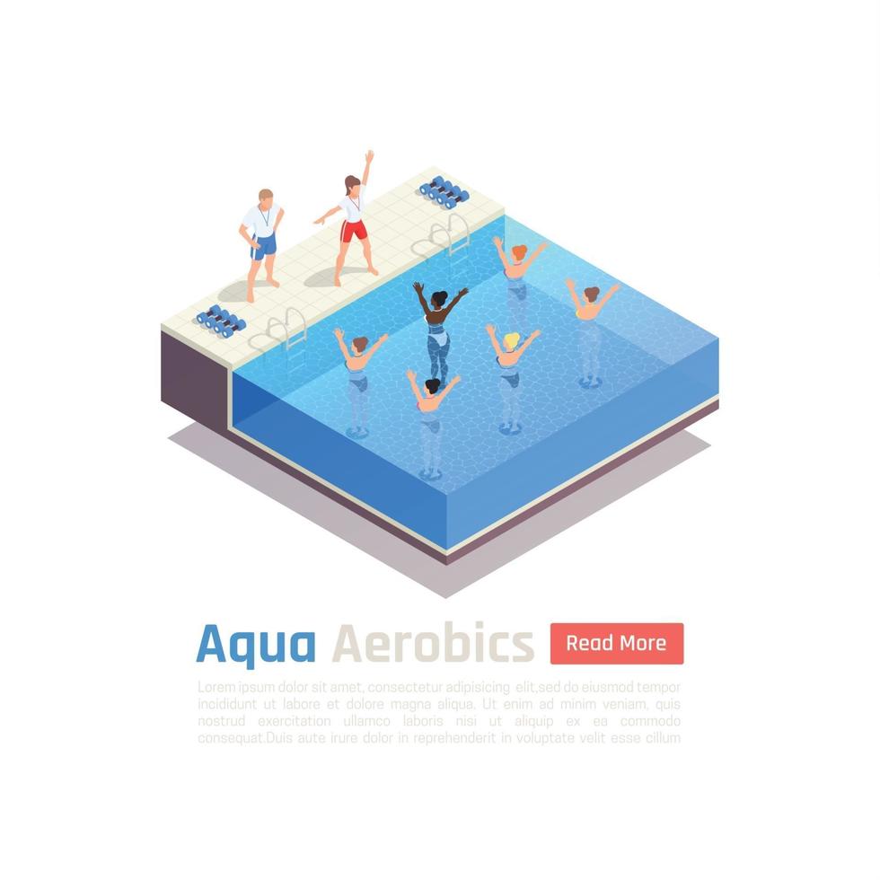 Aqua Aerobics Isometric Composition Vector Illustration