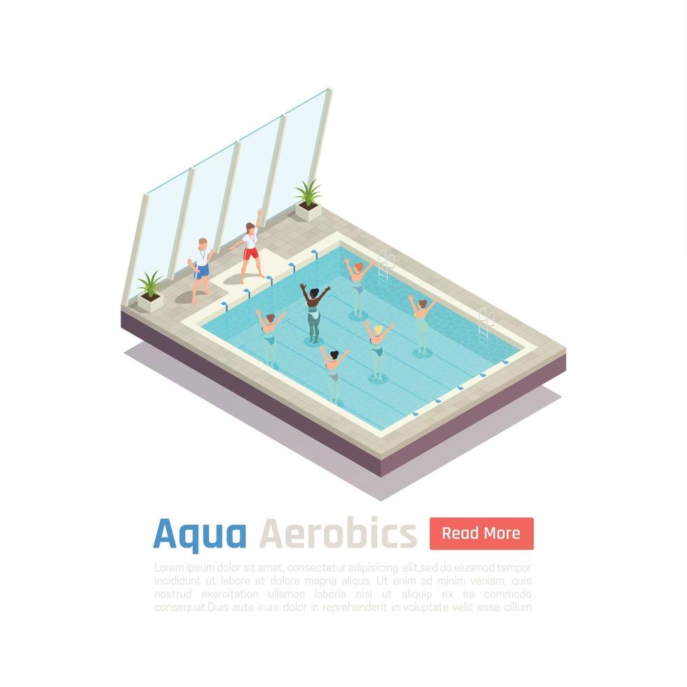 Aqua Aerobics Isometric Composition Vector Illustration