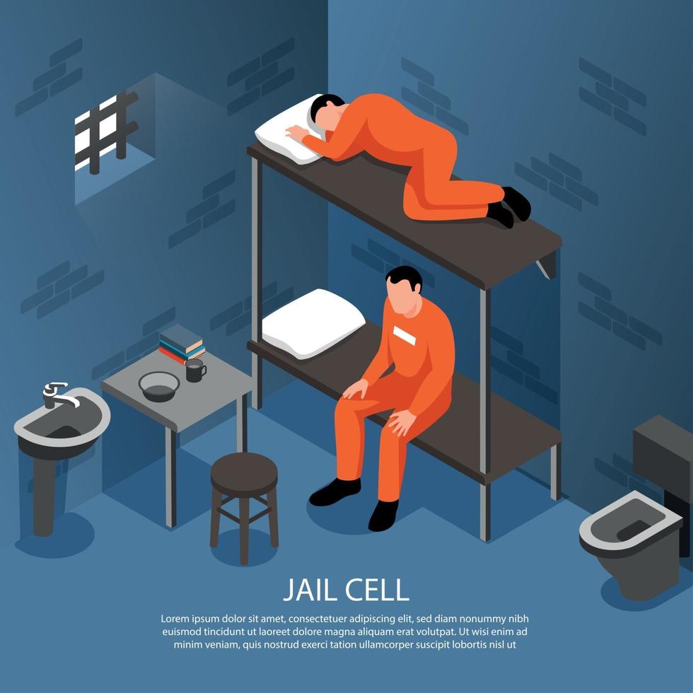 Jail Cell Isometric Illustration Vector Illustration