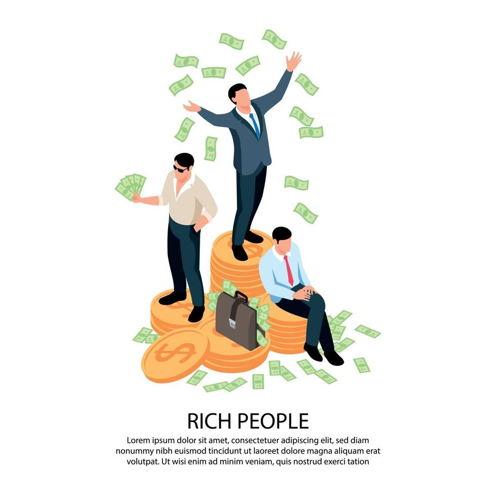 Rich People Isometric Composition Vector Illustration