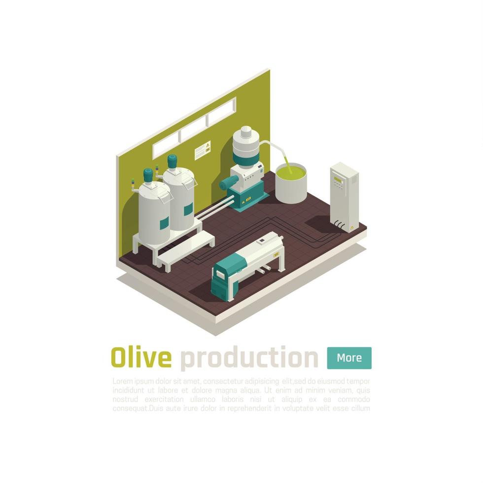 Olive Production Isometric Composition Vector Illustration