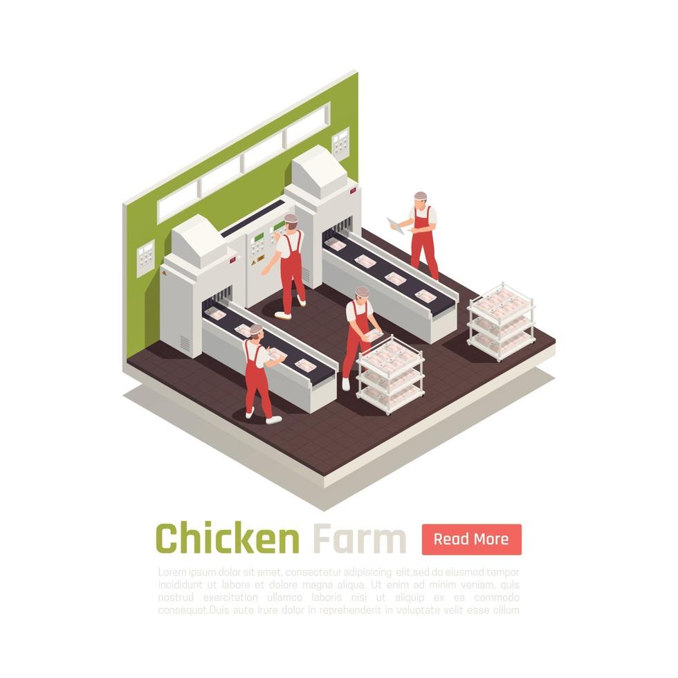 Chicken Farm Isometric Composition Vector Illustration