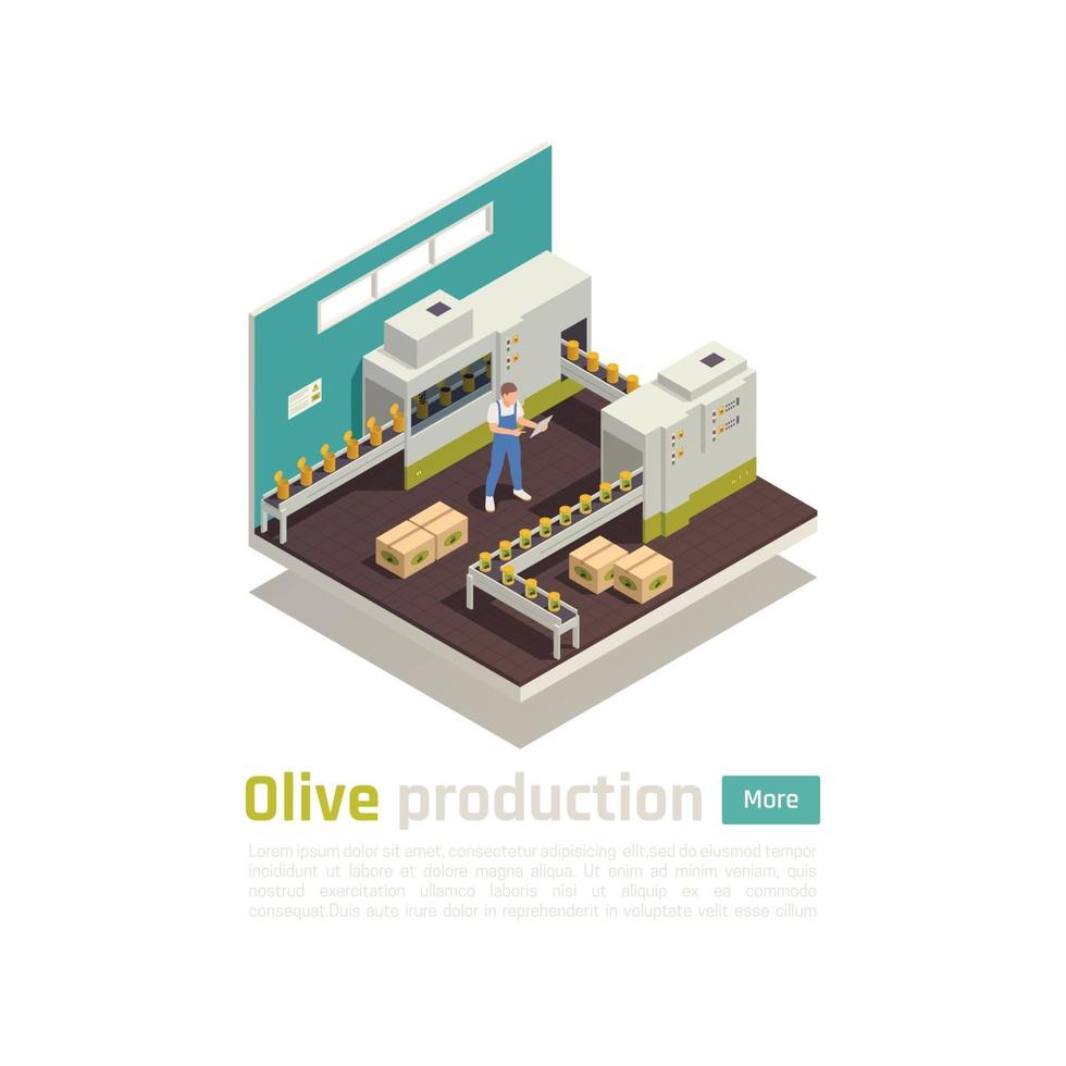 Olive Production Isometric Composition Vector Illustration