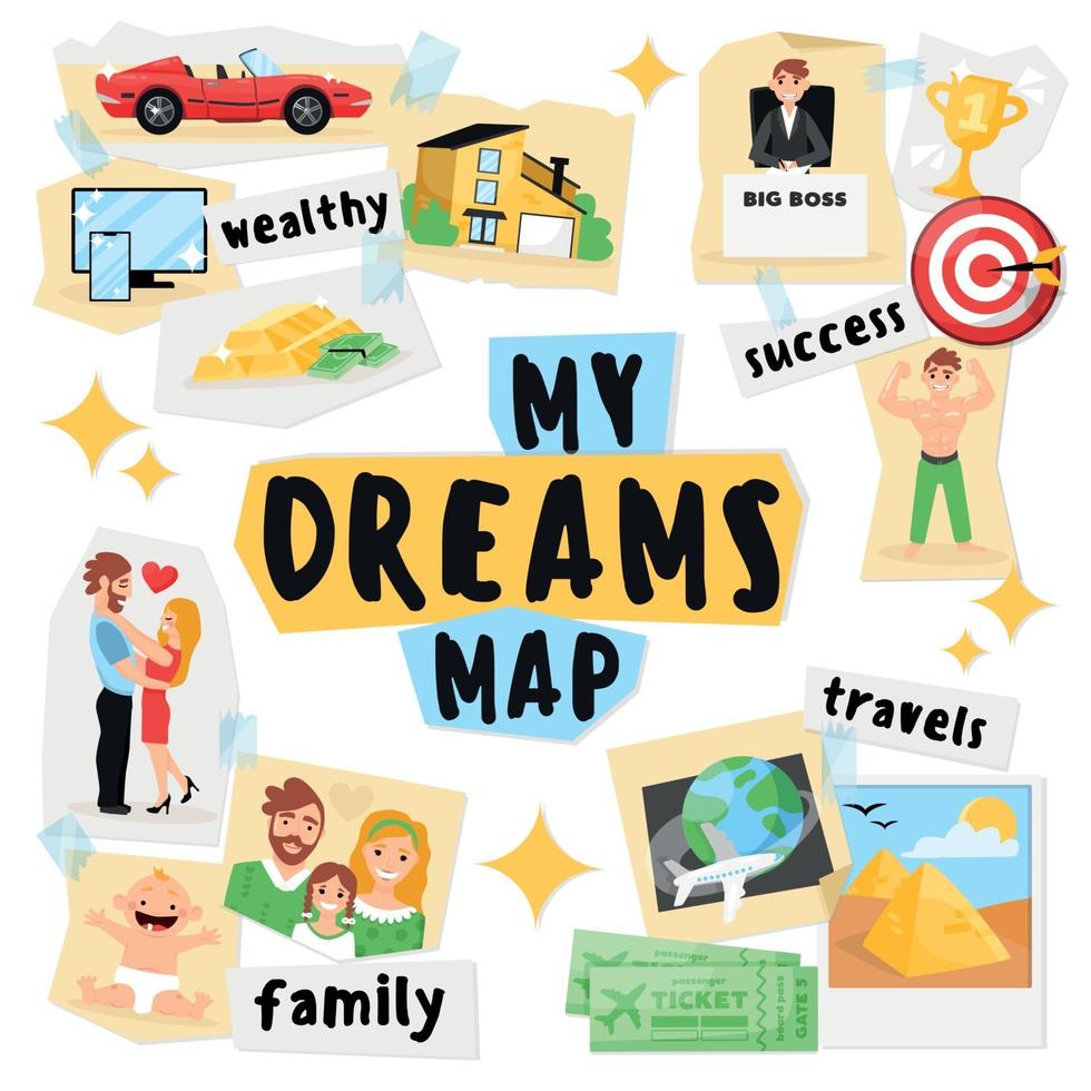 Dreams Vision Board Background Vector Illustration