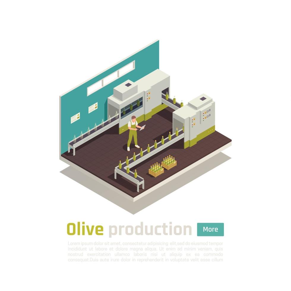 Olive Production Isometric Composition Vector Illustration